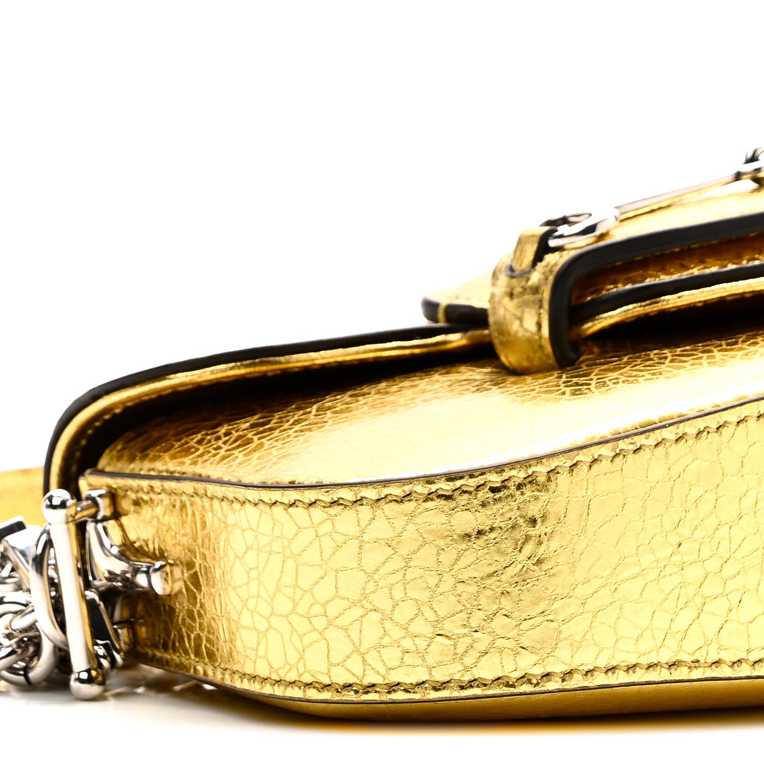 Gucci Metallic Demetra Mini Horsebit 1955 Asymmetric Shoulder Bag Gold 9 of 10