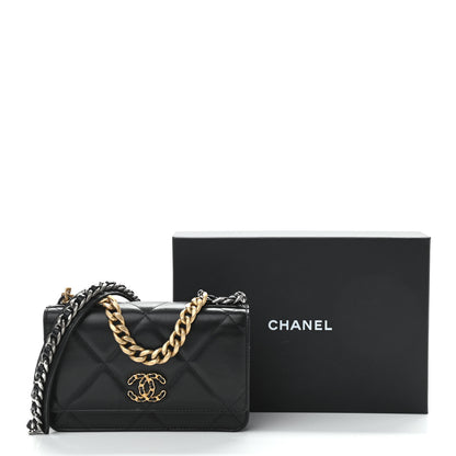 Chanel Lambskin Quilted Chanel 19 Wallet On Chain WOC Black 15 of 15