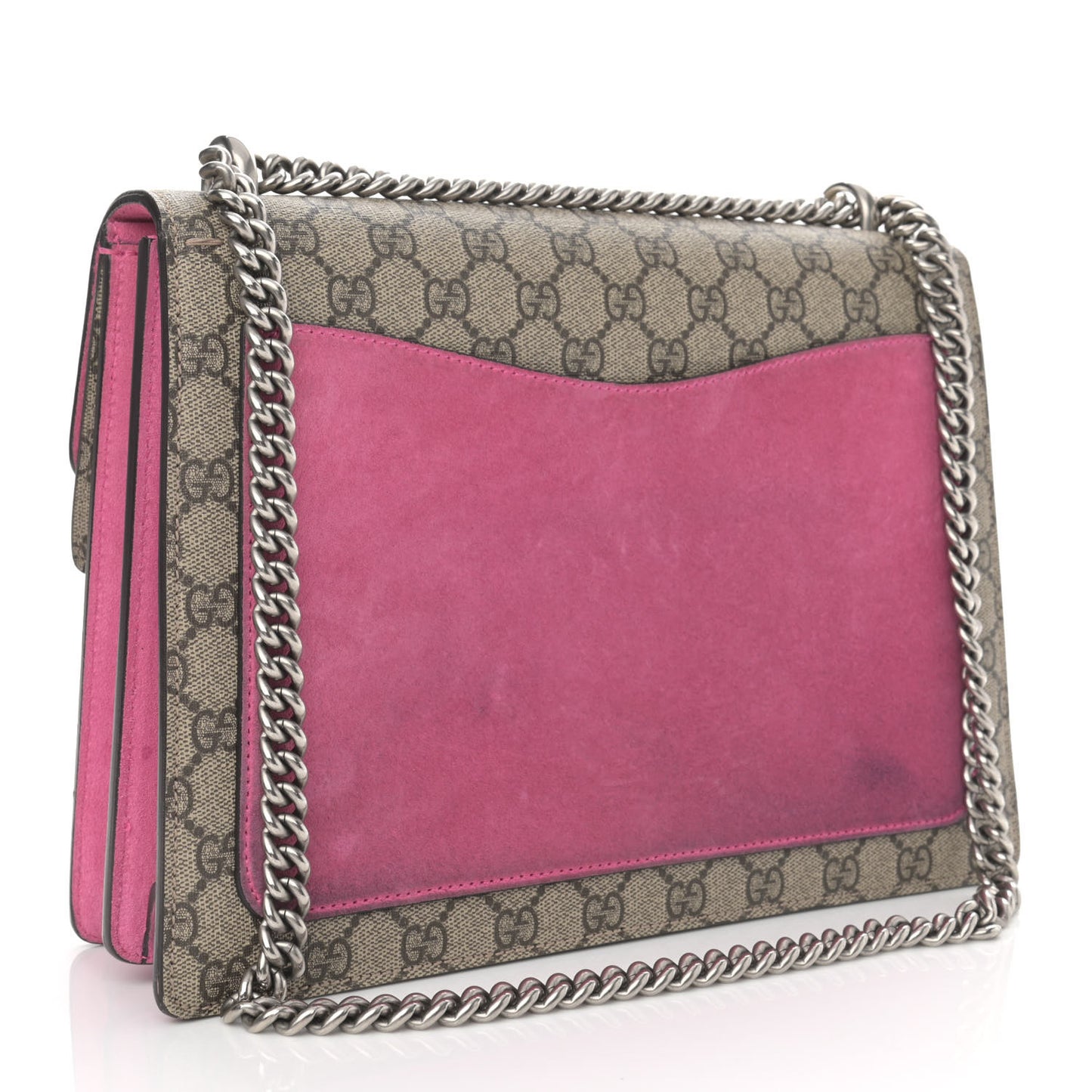 GG Supreme Monogram Suede Pierced Heart Embroidered Medium Dionysus Shoulder Bag Beige Ebony Pink Tropical Flower