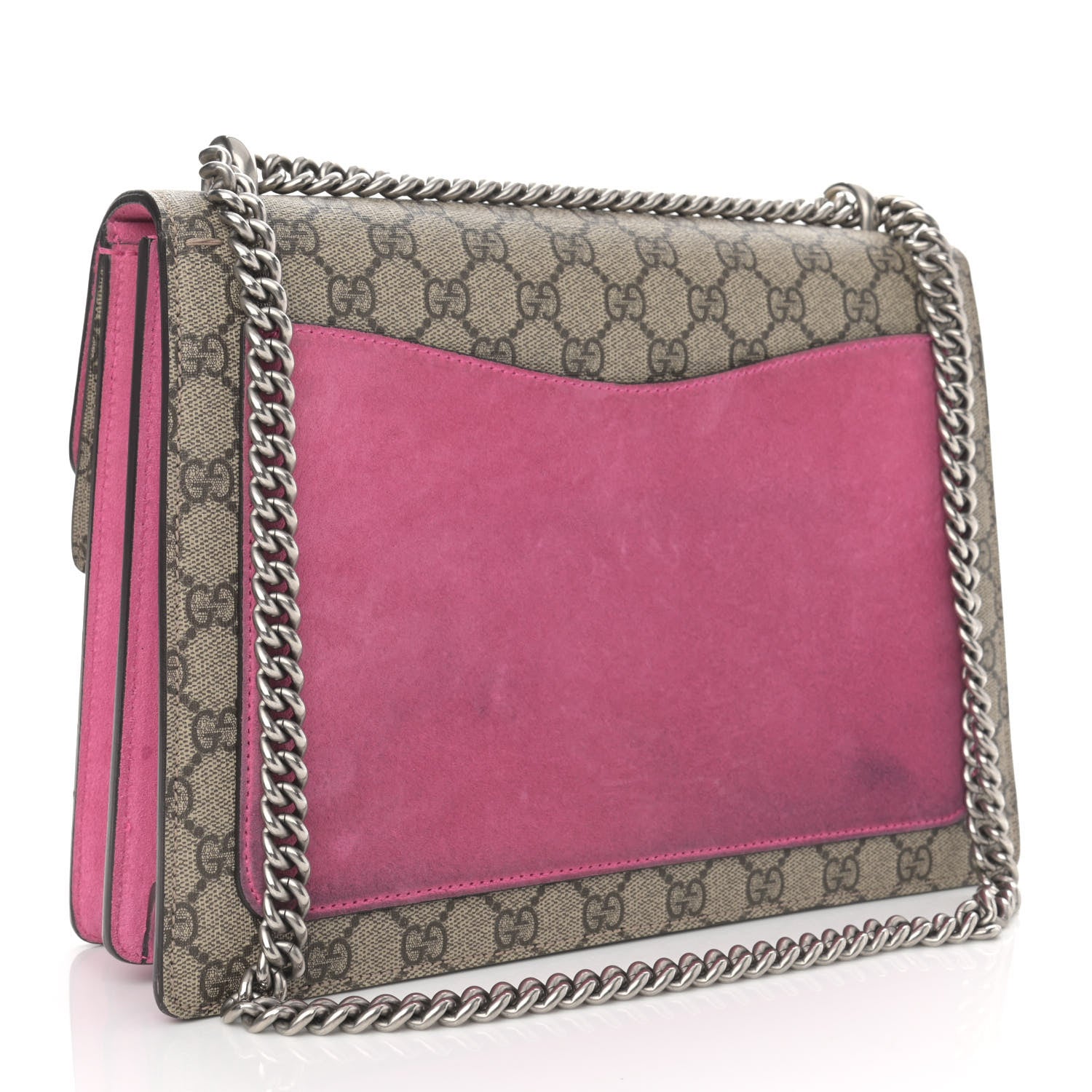 Gucci GG Supreme Monogram Suede Pierced Heart Embroidered Medium Dionysus Shoulder Bag Beige Ebony Pink Tropical Flower 3 of 15