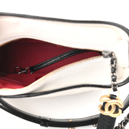 Chanel Aged Calfskin Quilted Small Gabrielle Hobo Black White 5 of 9