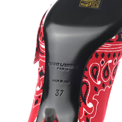 Saint Laurent Bandana Charlotte Kitten Heel Pumps 37 Red 6 of 9