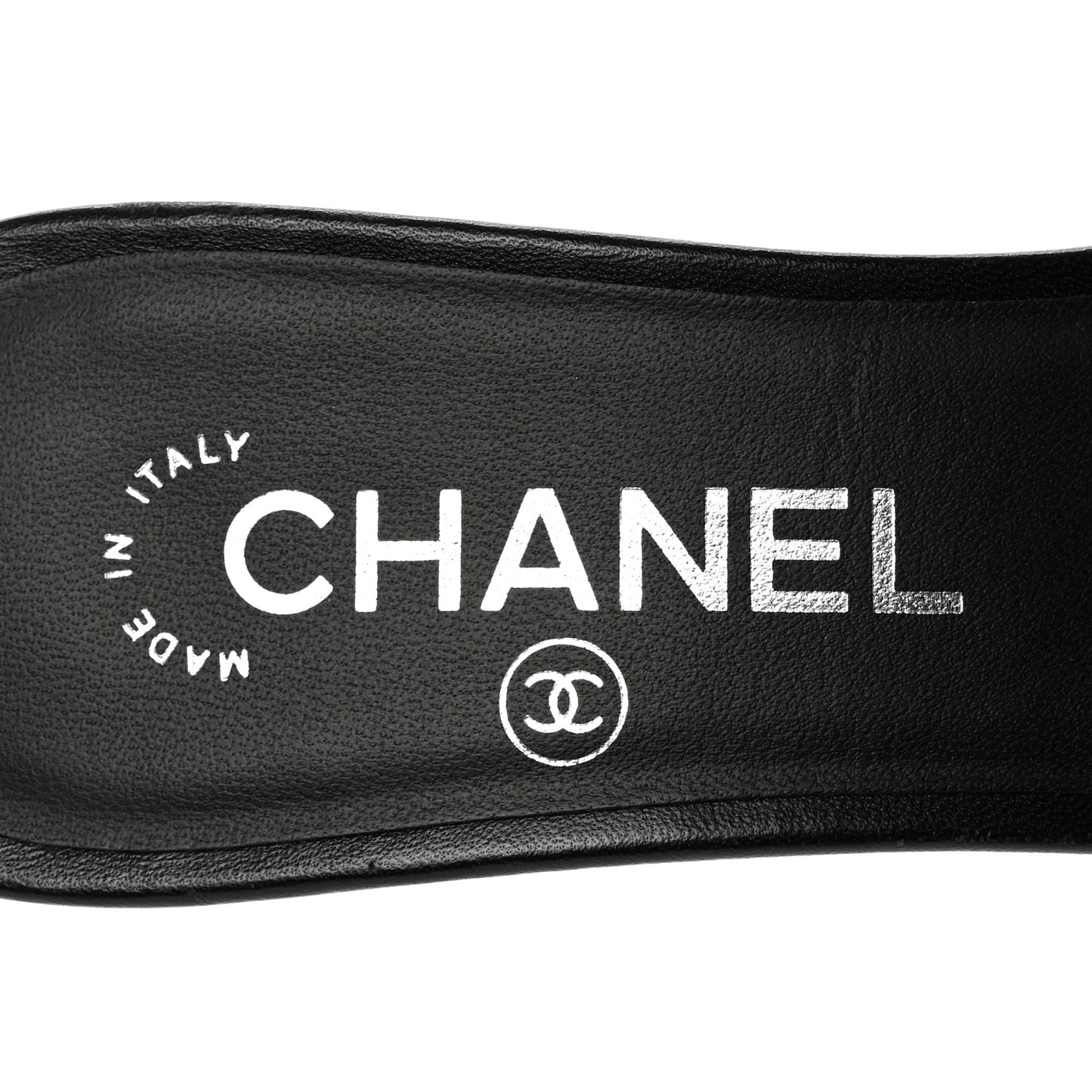 PVC Lambskin Logo Mules 37 Black