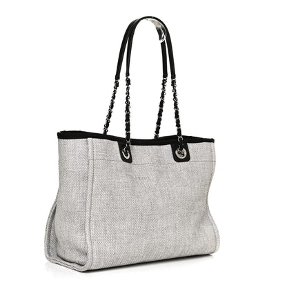 Chanel Woven Straw Raffia Small Deauville Tote Grey 2 of 9