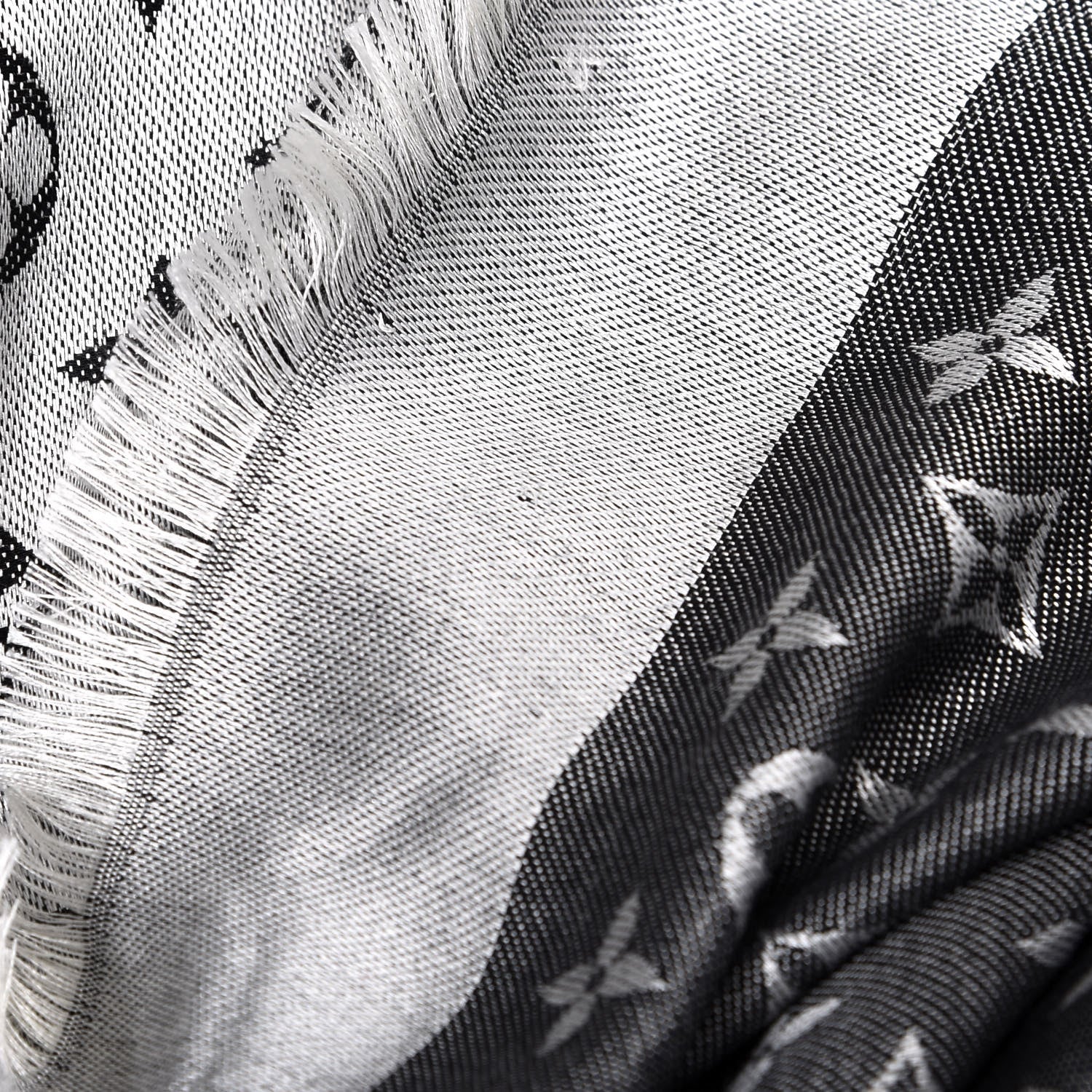 Louis Vuitton Silk Wool Monogram Denim Shawl Black 4 of 4
