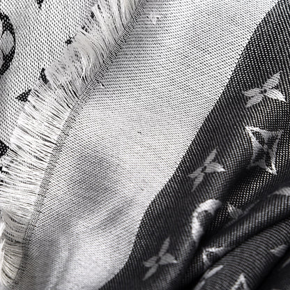 Louis Vuitton Silk Wool Monogram Denim Shawl Black 4 of 4