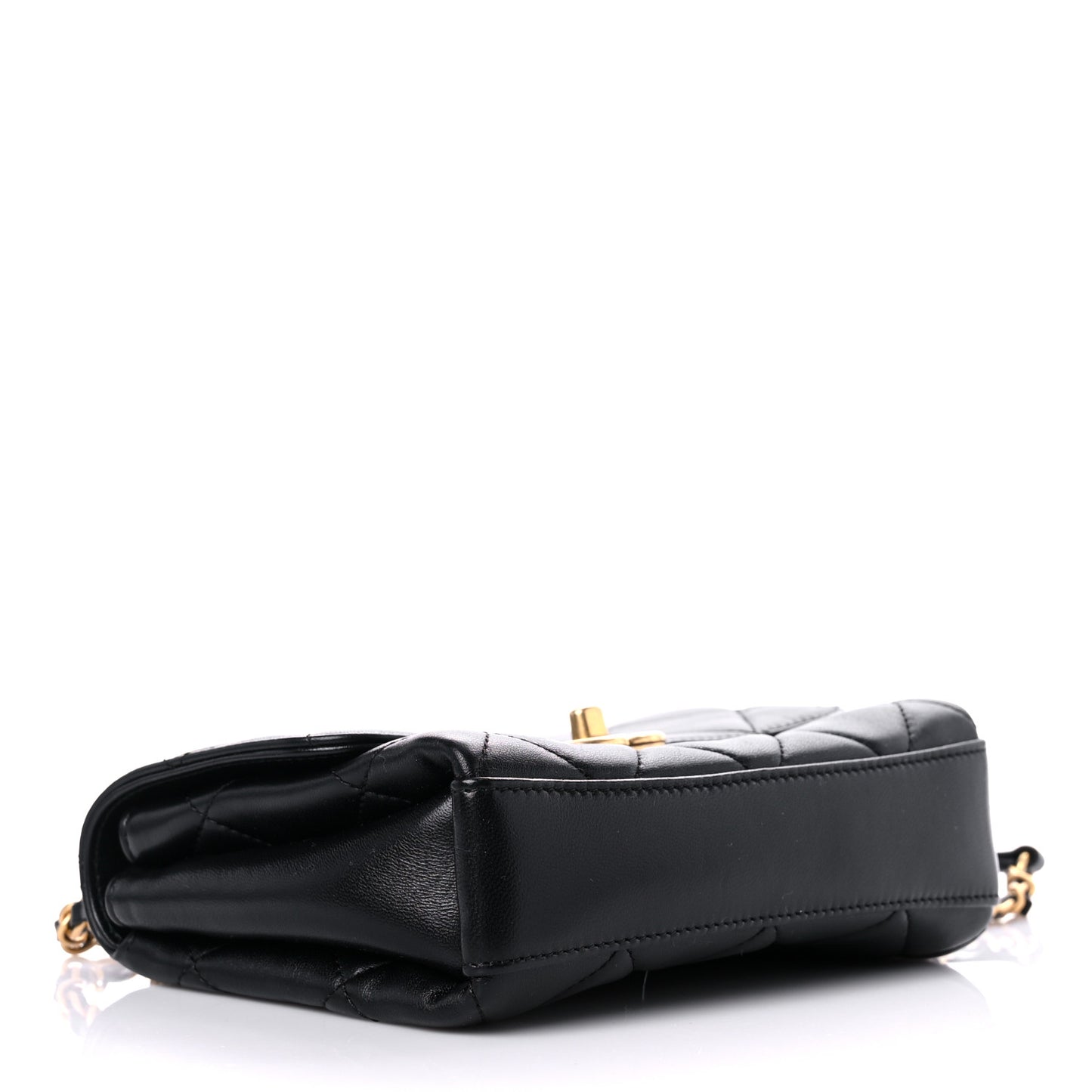 Lambskin Quilted Mini CC Crystal Logo Chain Flap Black