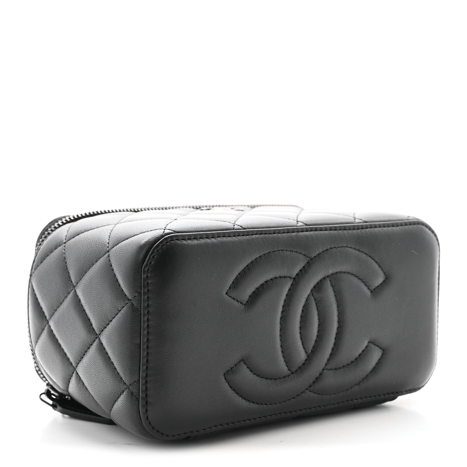 Chanel Lambskin Quilted Small Top Handle Vanity Case With Chain So Black 4 of 11