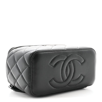 Chanel Lambskin Quilted Small Top Handle Vanity Case With Chain So Black 4 of 11