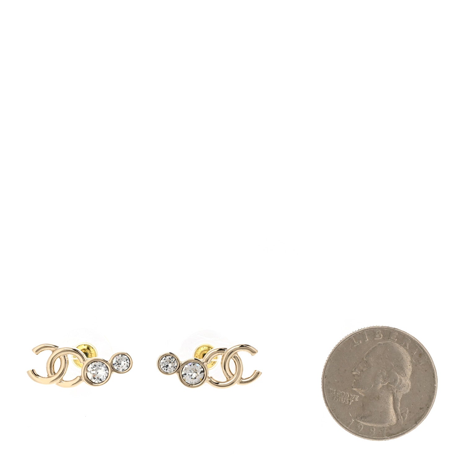 Chanel Crystal CC Earrings Gold 2 of 5