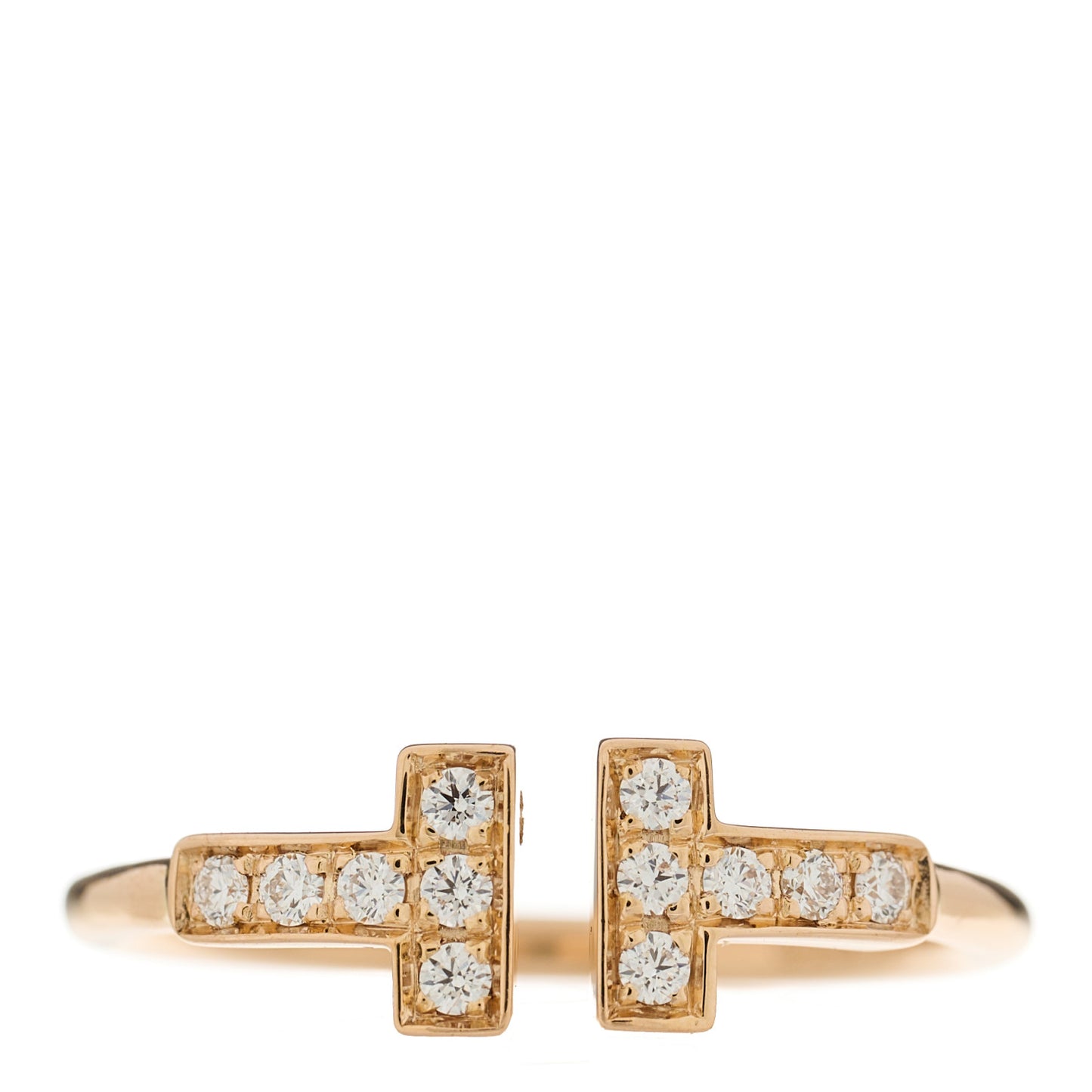 18K Rose Gold Diamond T Wire Ring 53 6.25