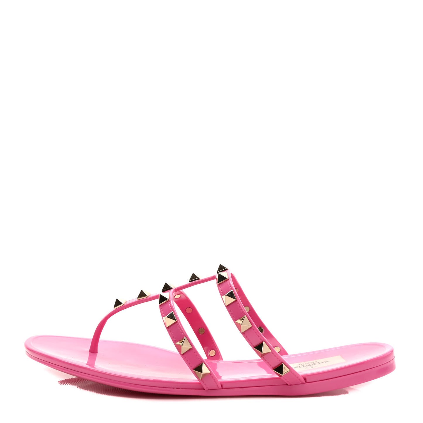 PVC Jelly Rockstud Caged Flat Thong Sandals 38 Dawn Pink