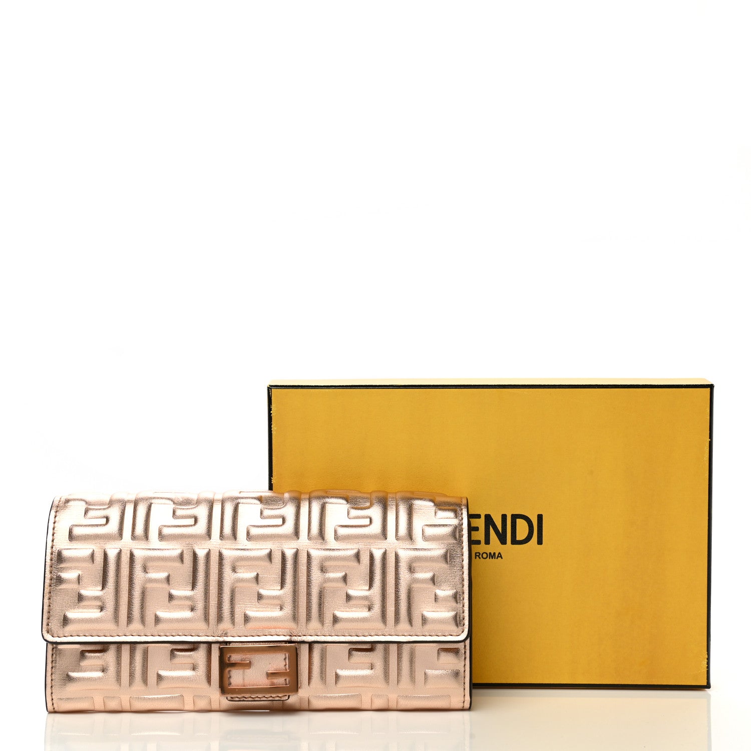 Fendi Vitello Laminato FF 1974 Embossed Continental Wallet Rame 8 of 8