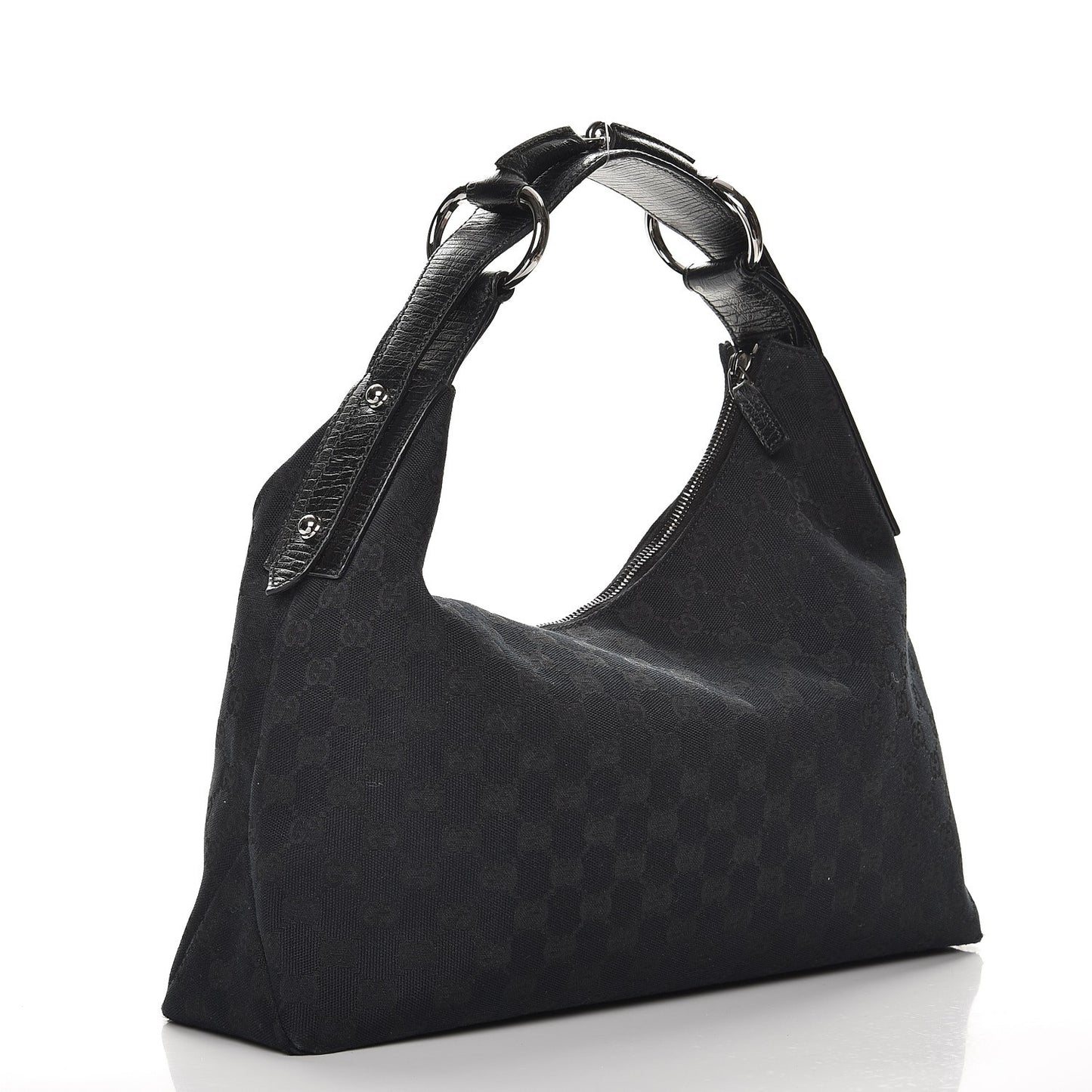 Monogram Medium Horsebit Chain Hobo Black