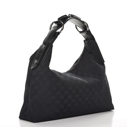 Gucci Monogram Medium Horsebit Chain Hobo Black 3 of 8