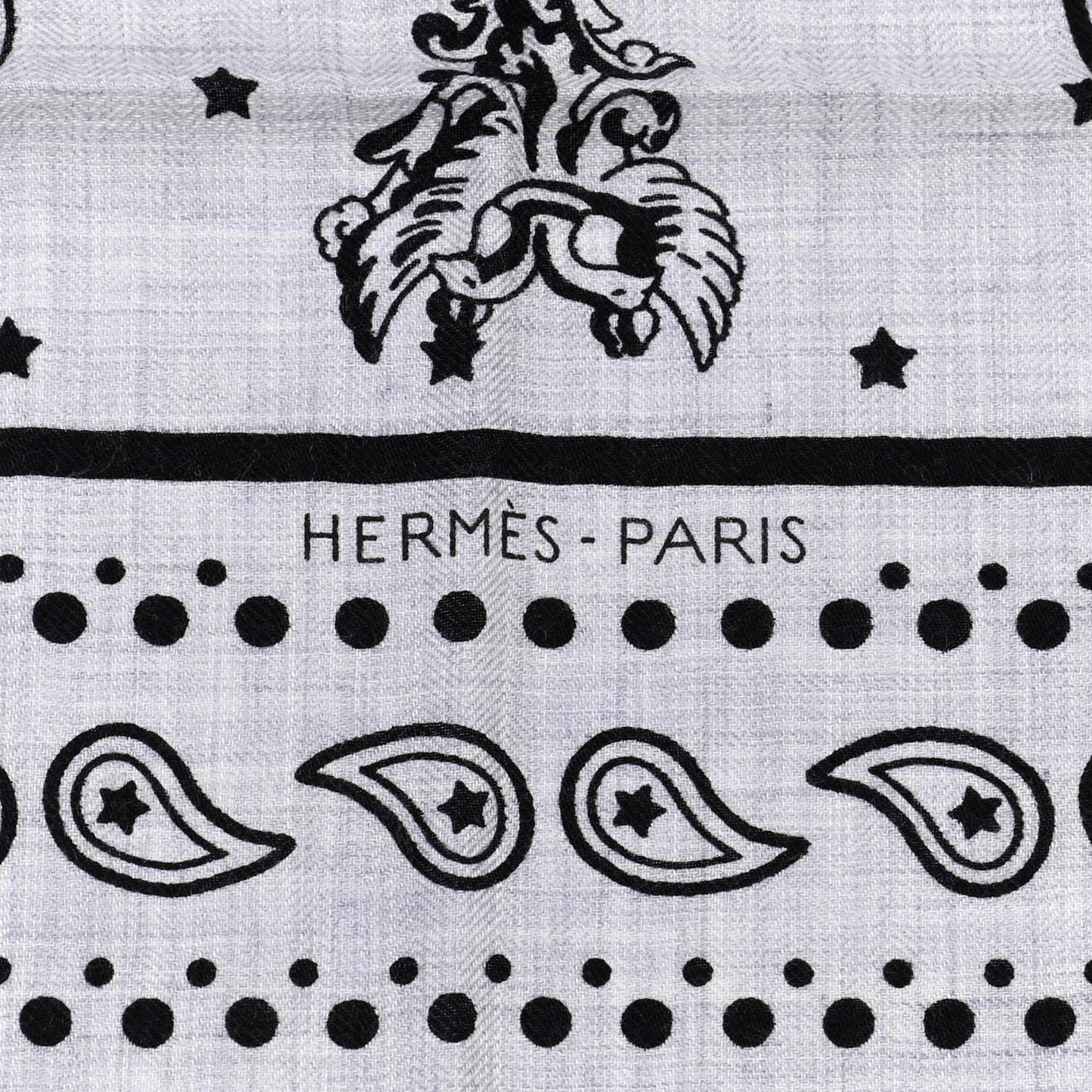 Cashmere Silk Les Cles Bandana Shawl 140 Gris Chine Black