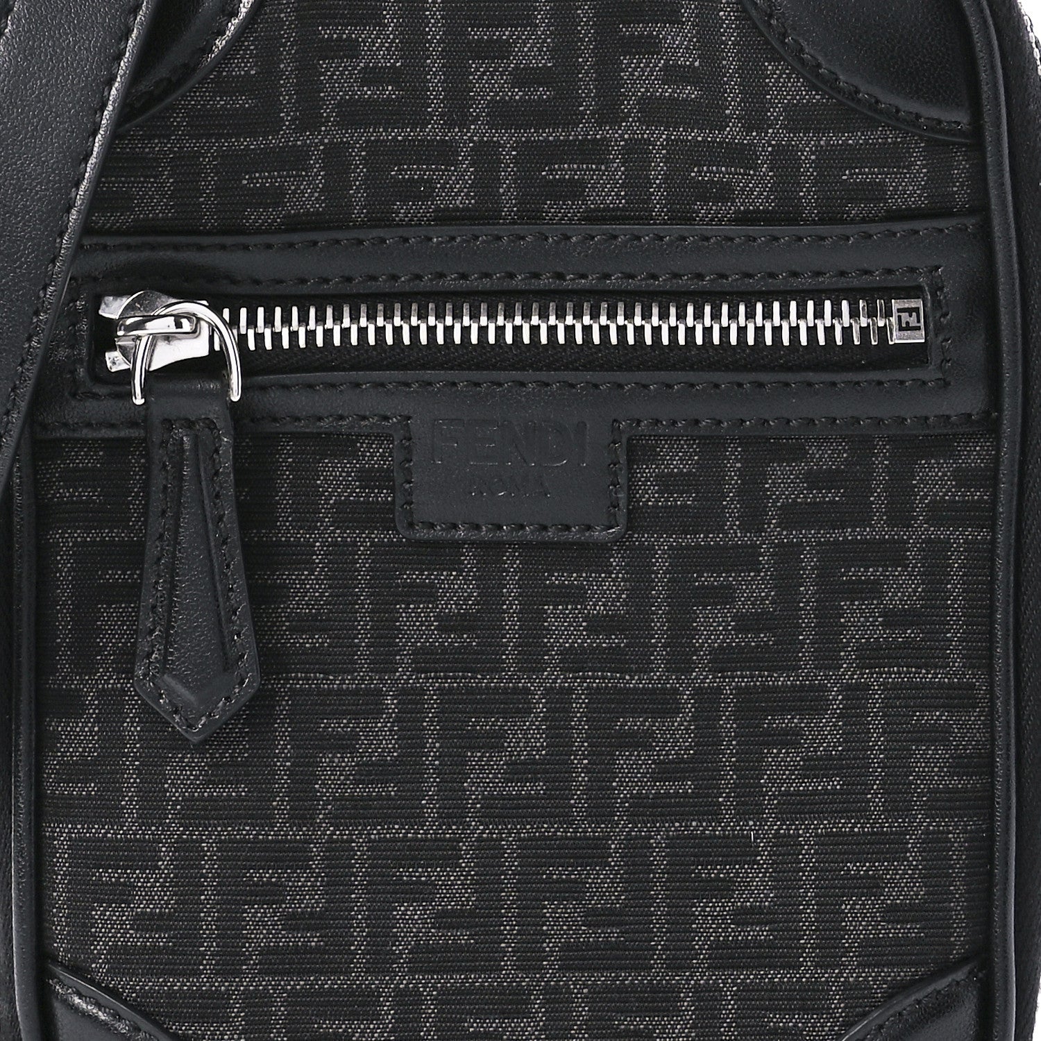 Fendi Recycled Fabric Jacquard Vitello Astro Micro FF Mini Trolley Bag Asfalto Black 10 of 11