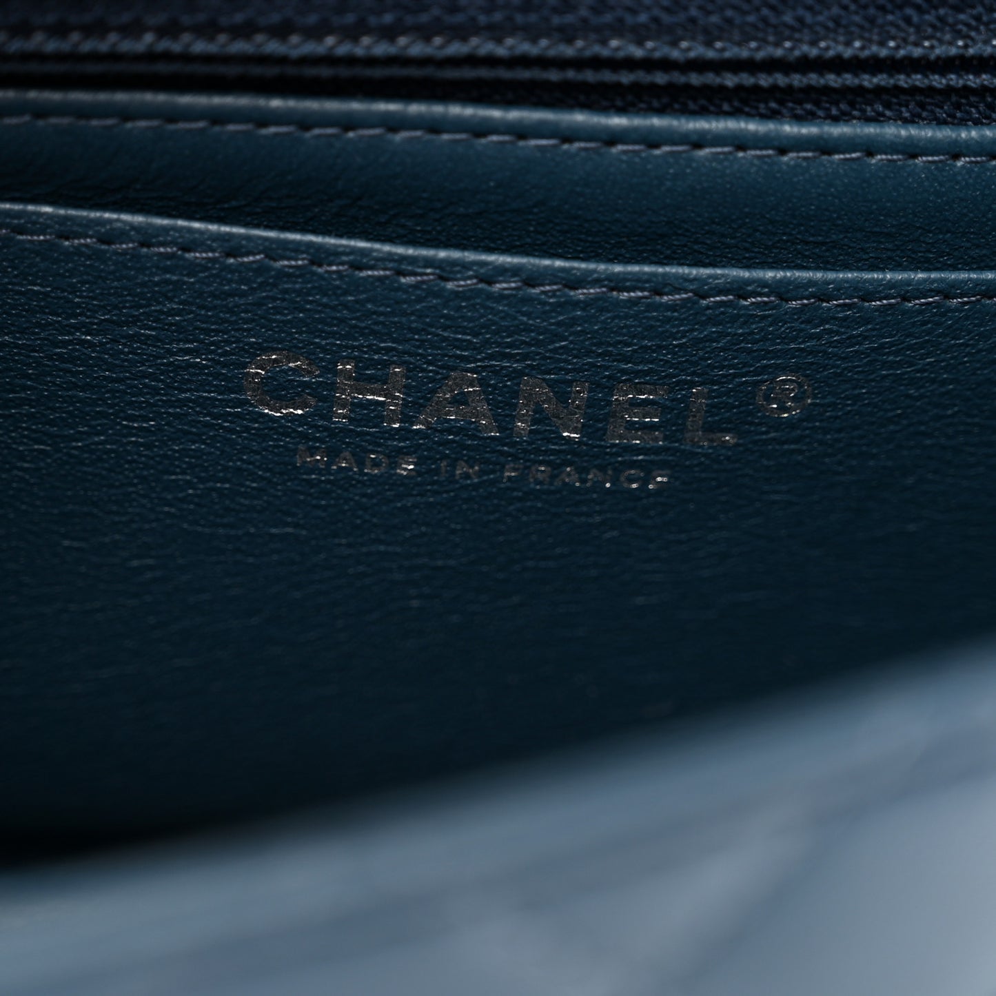 Lambskin Quilted Mini Rectangular Flap Dark Blue
