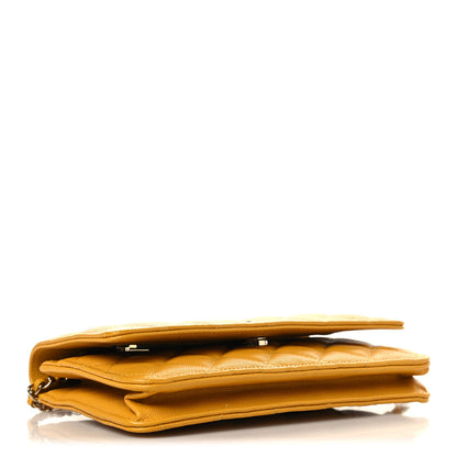 Chanel Caviar Quilted Wallet on Chain WOC Yellow 4 of 11
