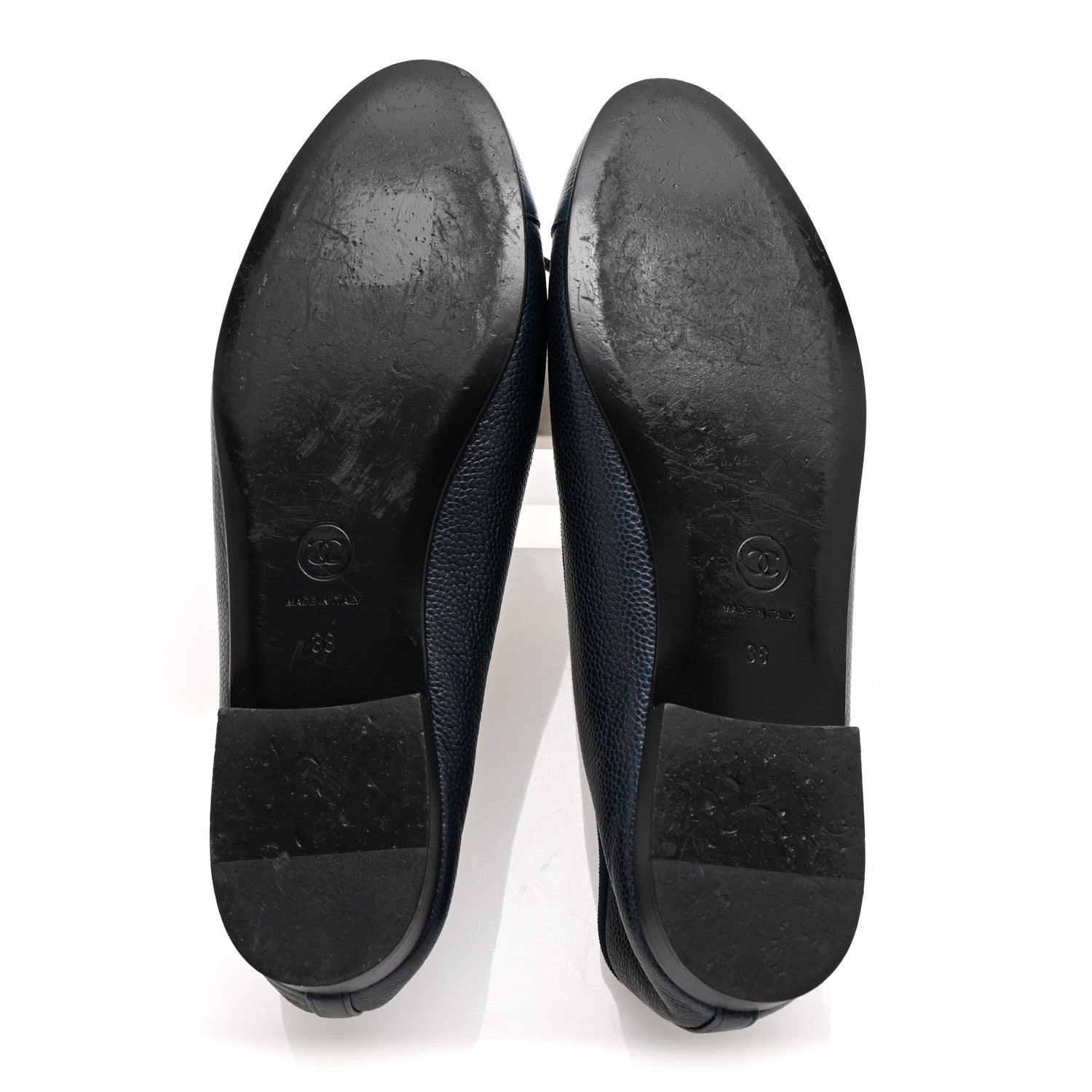 Chanel Caviar CC Cap Toe Ballerina Flats 38 Bleu Marine Fonce 6 of 10