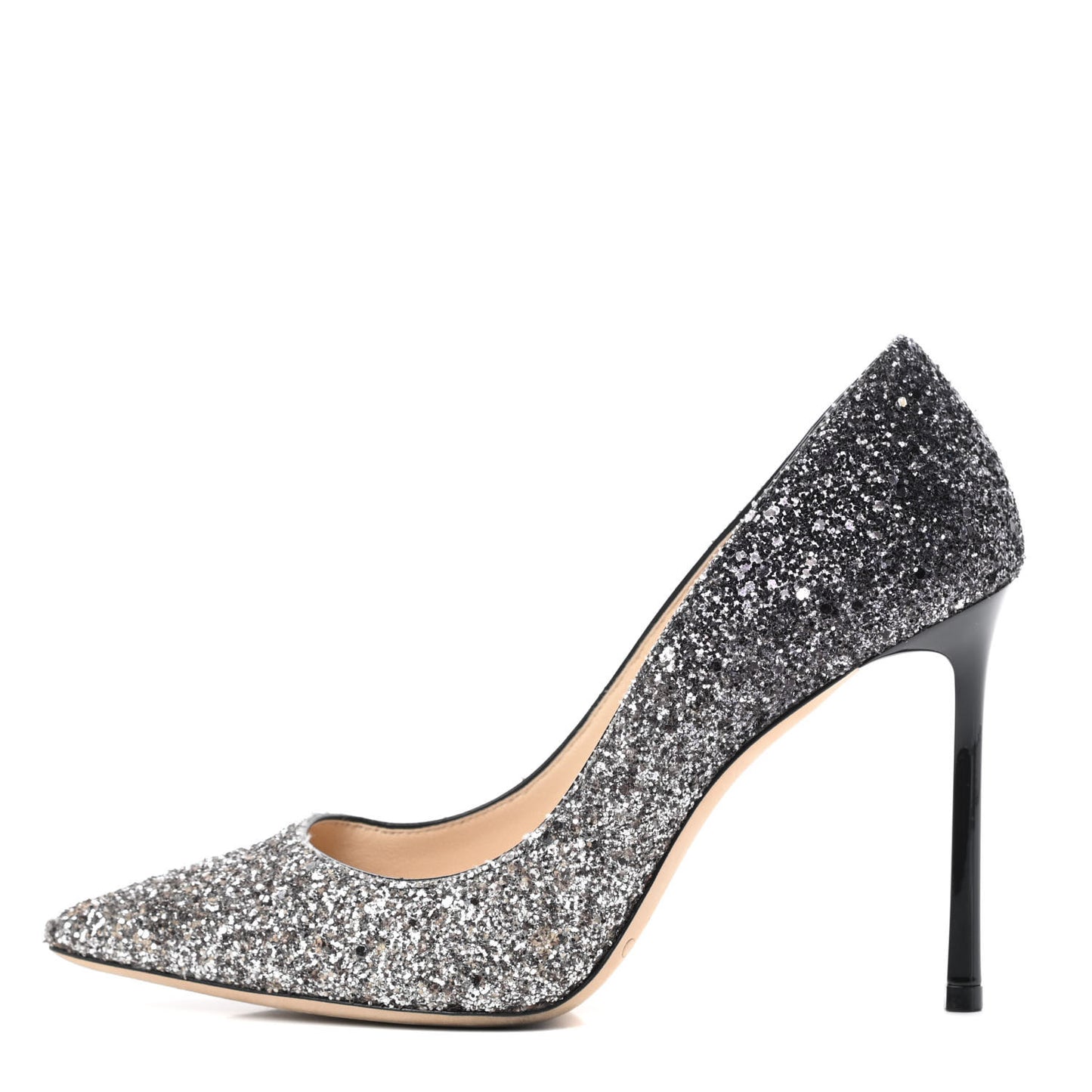 Glitter Pointy Toe Romy 100 Pumps 36.5 Silver Black