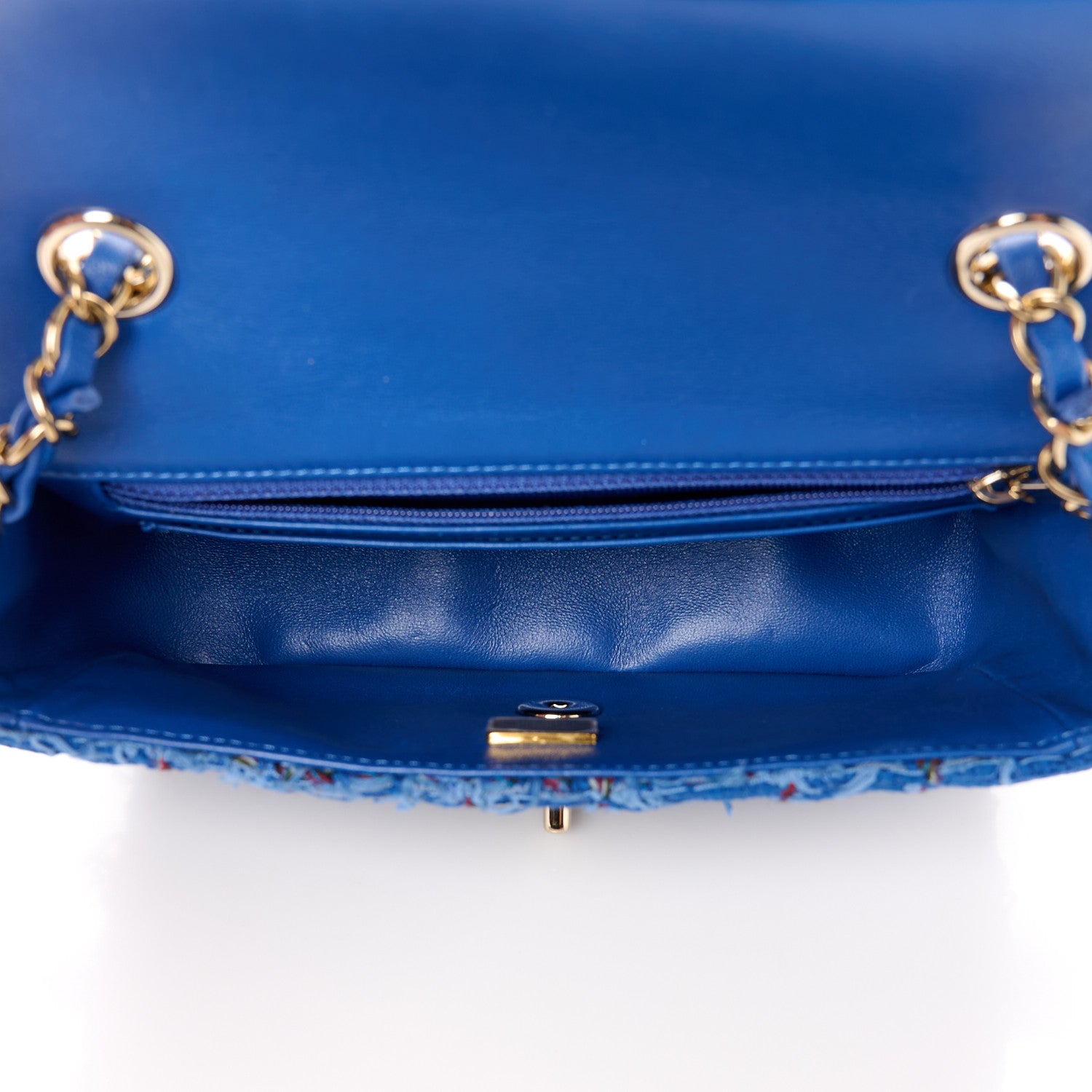 Chanel Tweed Quilted Mini Rectangular Flap Blue Multicolor 5 of 12