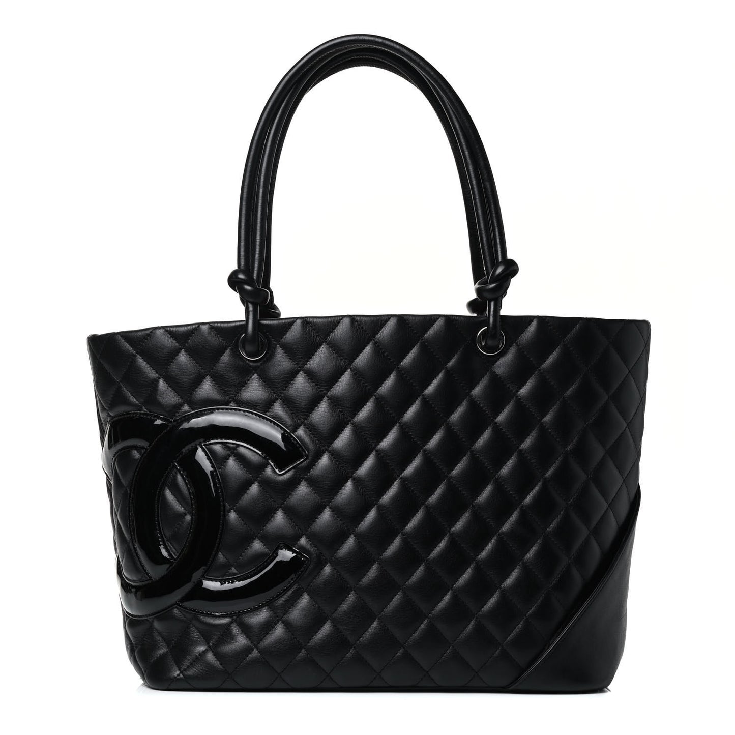 Calfskin Quilted Large Cambon Tote Black