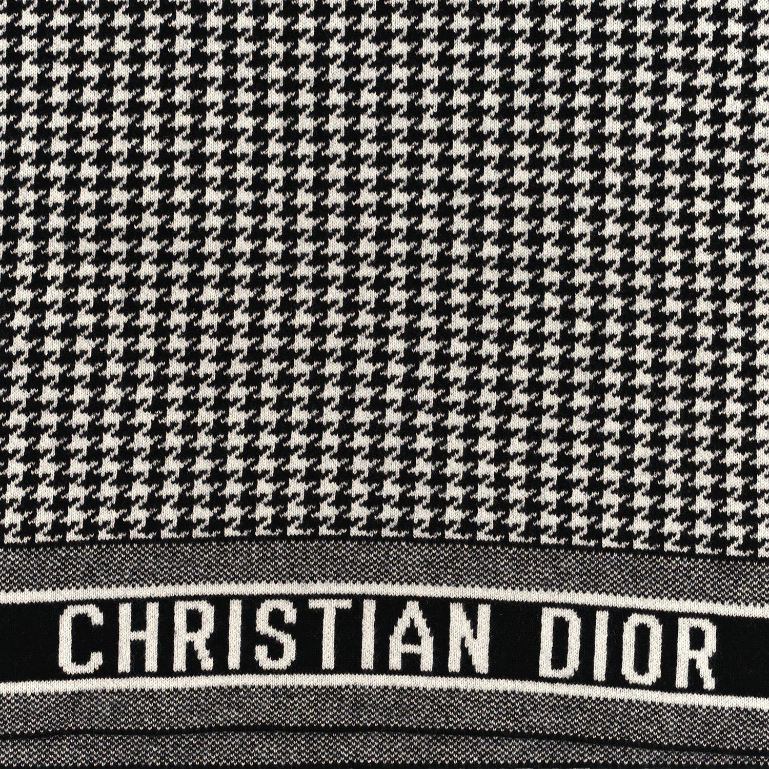 Christian Dior Wool Cashmere 30 Montaigne Scarf Beige Black White 3 of 4