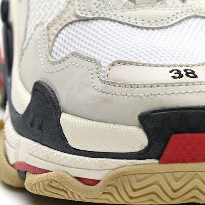 Balenciaga Fabric Mesh Womens Triple S Sneakers 38 Grey Red White 10 of 13