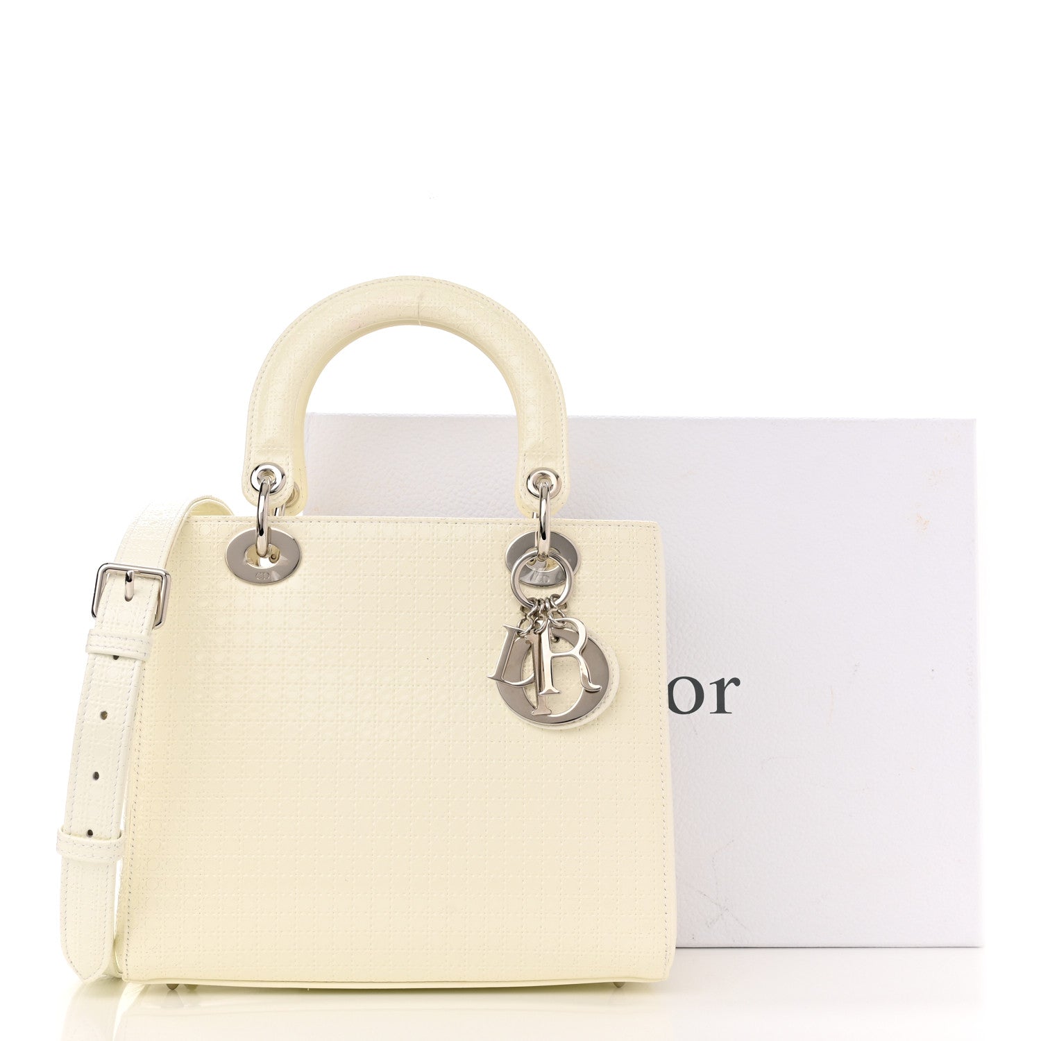 Christian Dior Patent Micro-Cannage Medium Lady Dior White 12 of 12