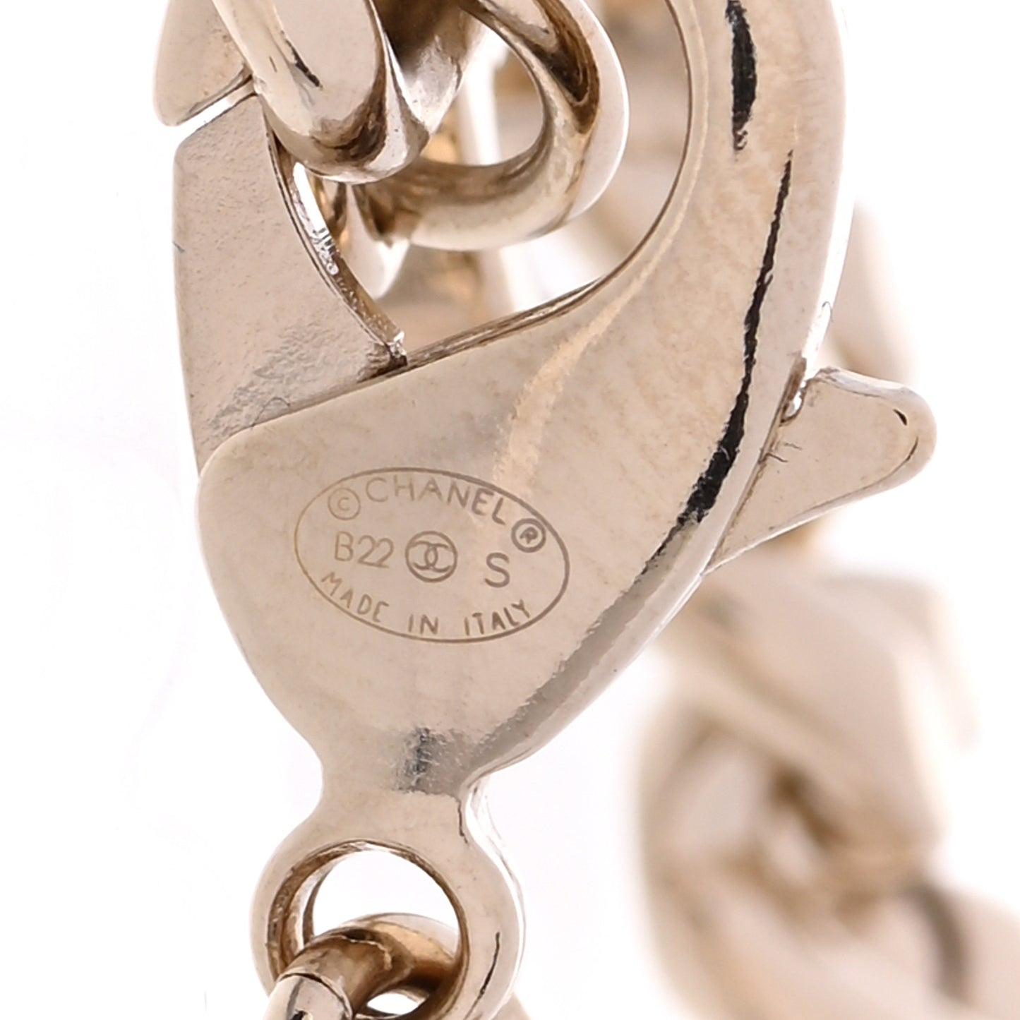 Enamel Metal CC Chain Bracelet Gold White