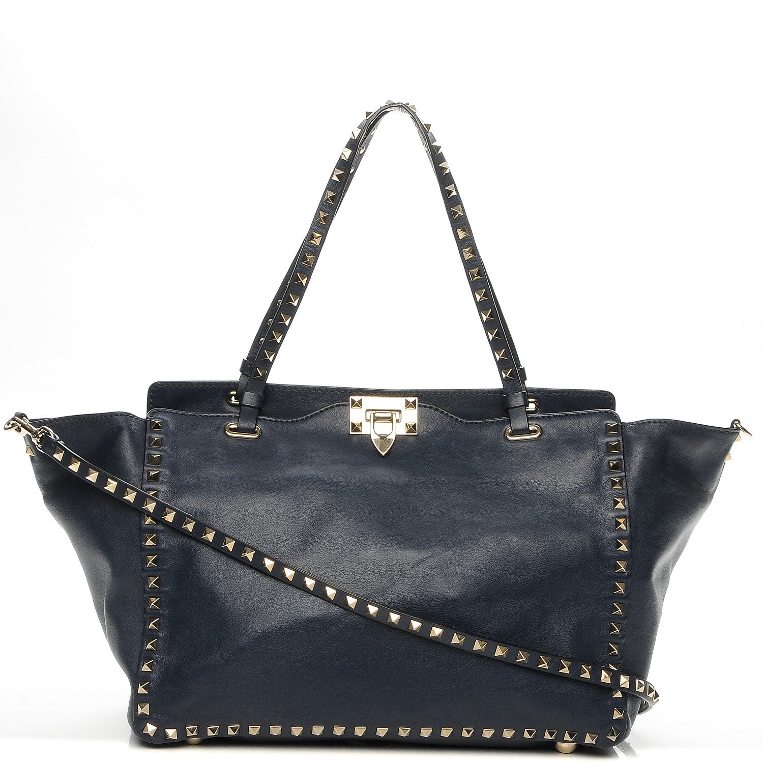 Valentino Garavani Vitello Medium Rockstud Tote Marine 1 of 6
