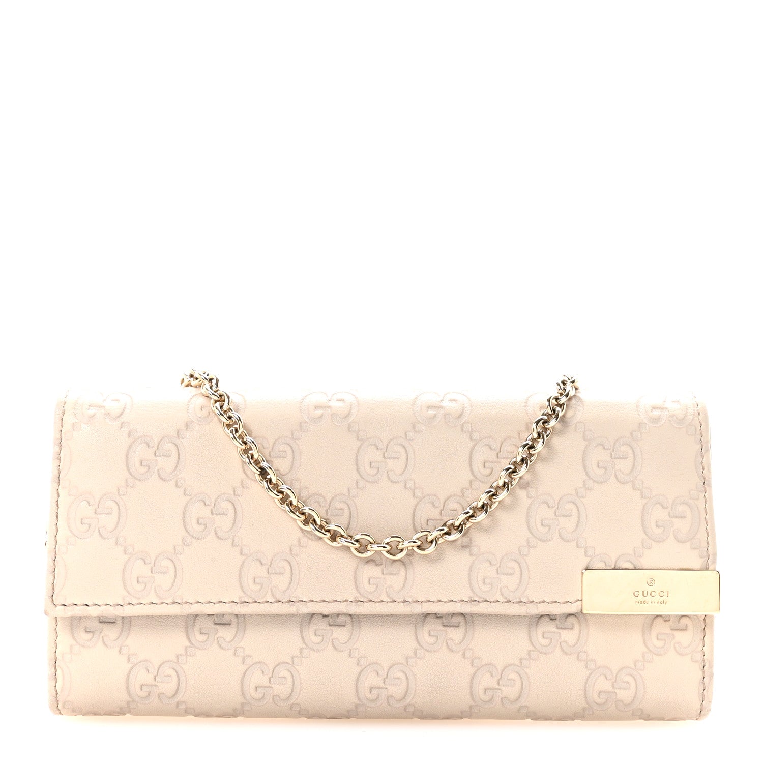 Gucci Guccissima Signature Dice Chain Wallet Off White 1 of 8