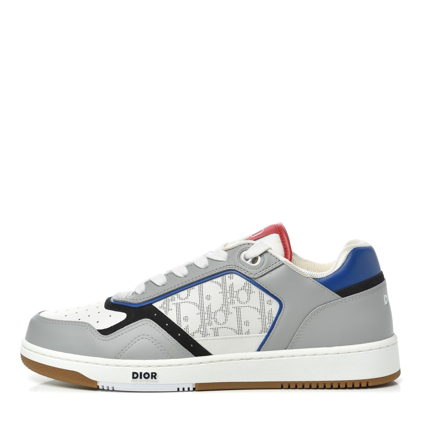 Smooth Calfskin Oblique Galaxy Perforated Mens B27 Low Top Sneakers 42 Grey Blue