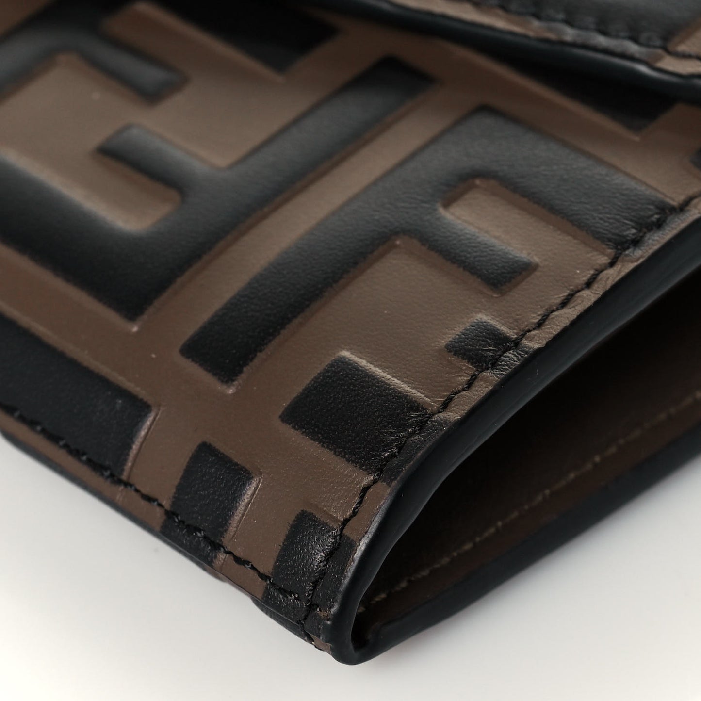 Vitello Soft F is Fendi Bi-Color FF 1974 Embossed Continental Envelope Wallet On Chain Maya Black