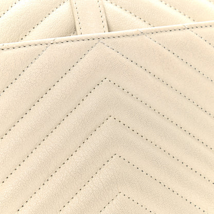 Saint Laurent Sheepskin Matelasse Chevron Monogram Medium College Bag Vintage Blanc 11 of 13