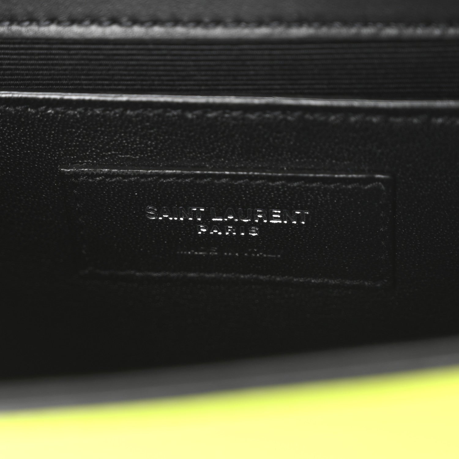 Saint Laurent Patent Grain de Poudre Small Monogram Kate Satchel Neon Yellow 6 of 10