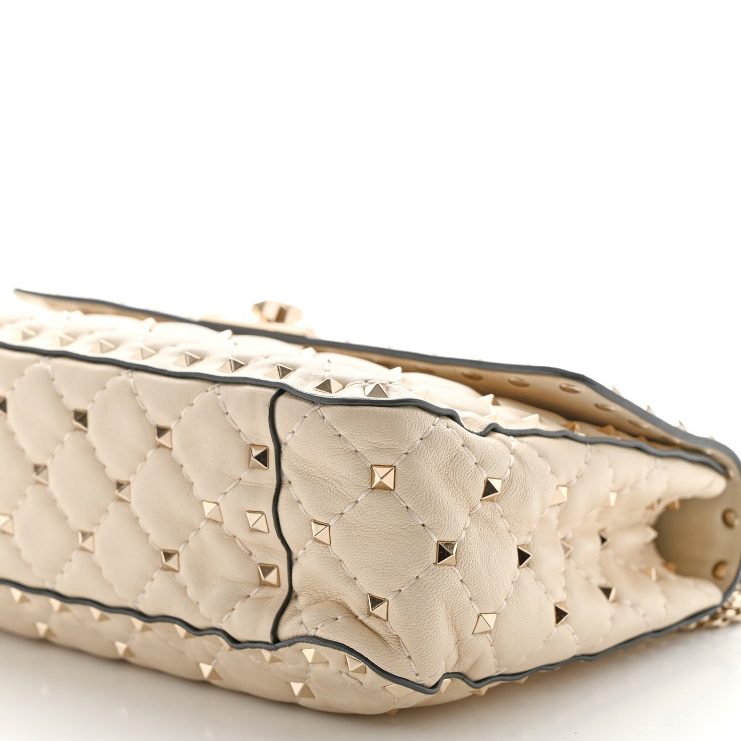 Nappa Medium Rockstud Spike Shoulder Bag Light Ivory