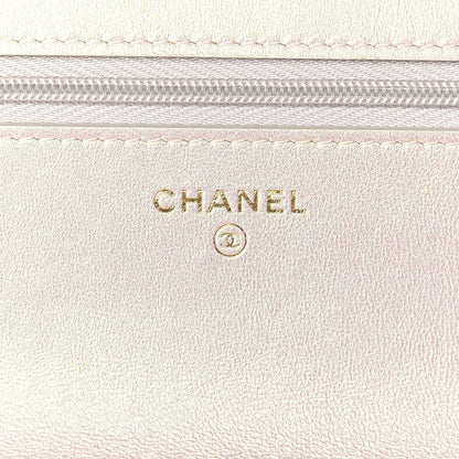 Chanel Iridescent Lambskin Quilted Wallet On Chain WOC Ivory 6 of 12