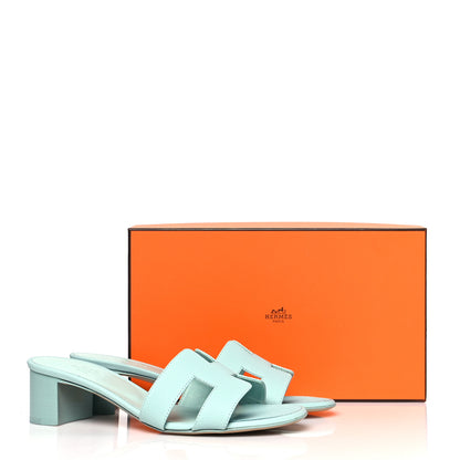 Hermes Epsom Oasis Sandals 37.5 Vert Embrun 10 of 10