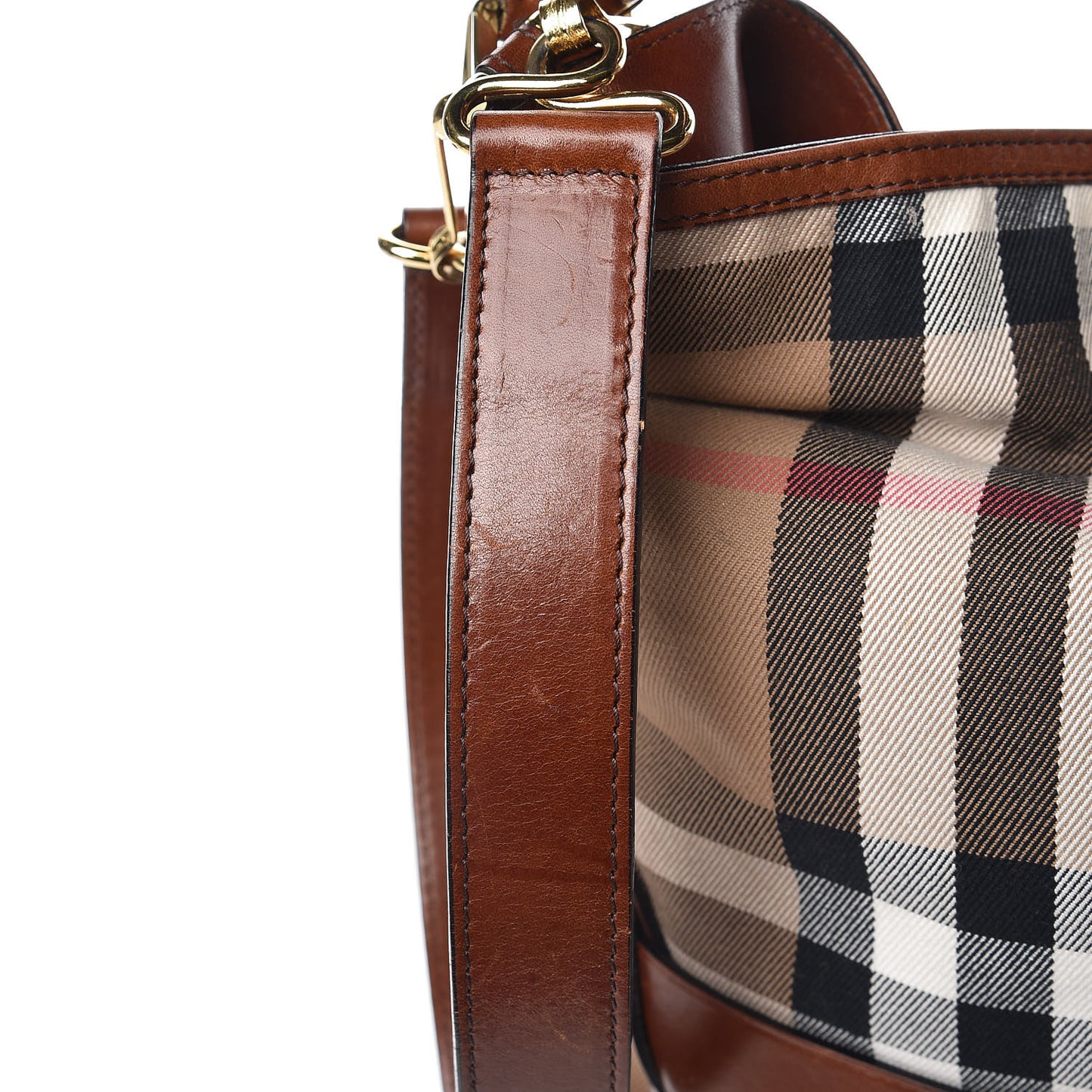 House Check Bridle Calfskin Medium Gosford Hobo Dark Tan