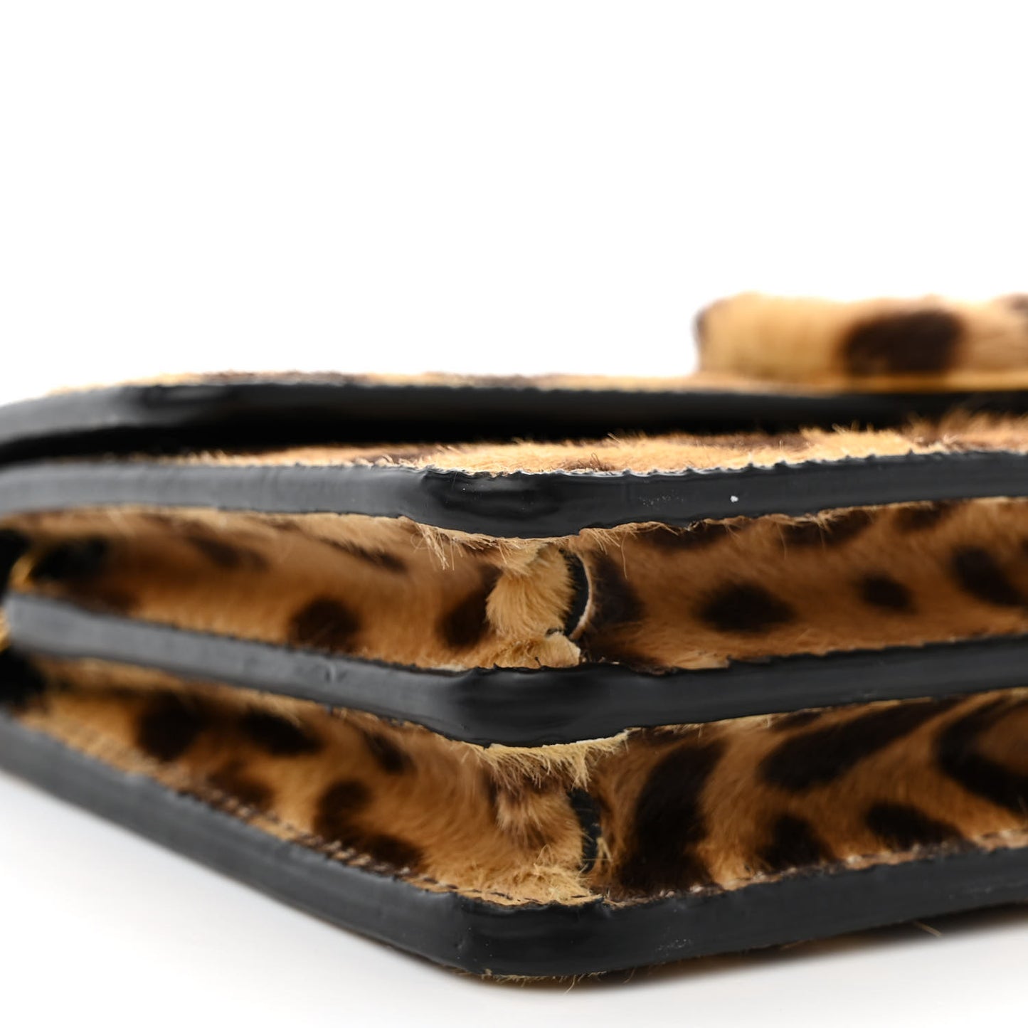 Calf Hair Leopard Print VSling Chain Wallet
