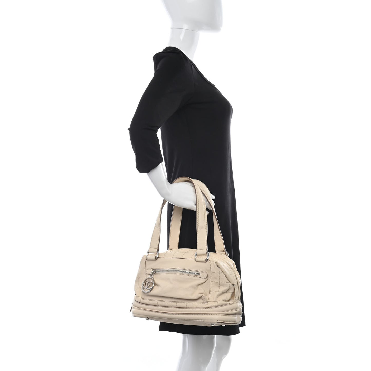 Goatskin Square Stitch Essential Bowler White