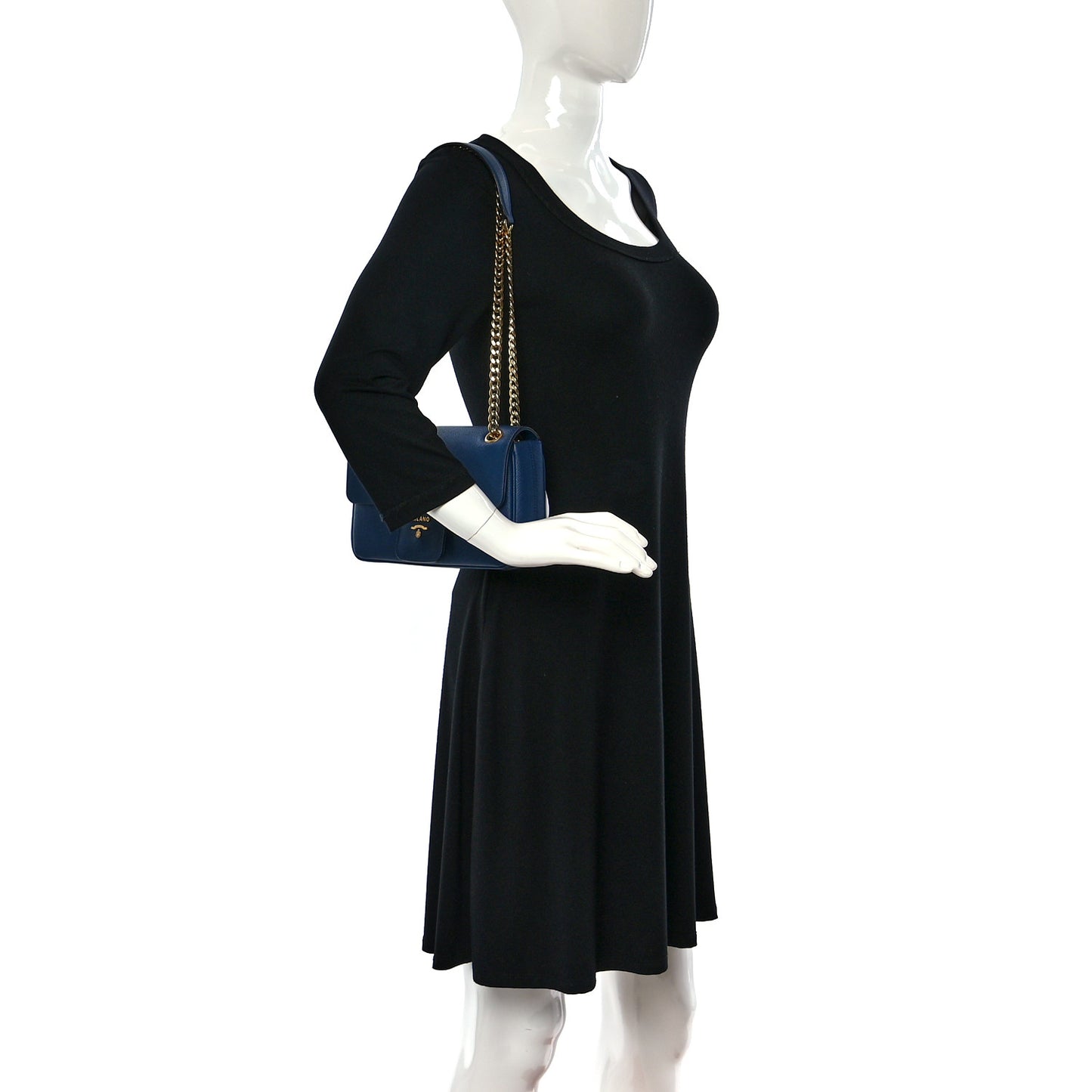 Saffiano Flap Shoulder Bag Bluette