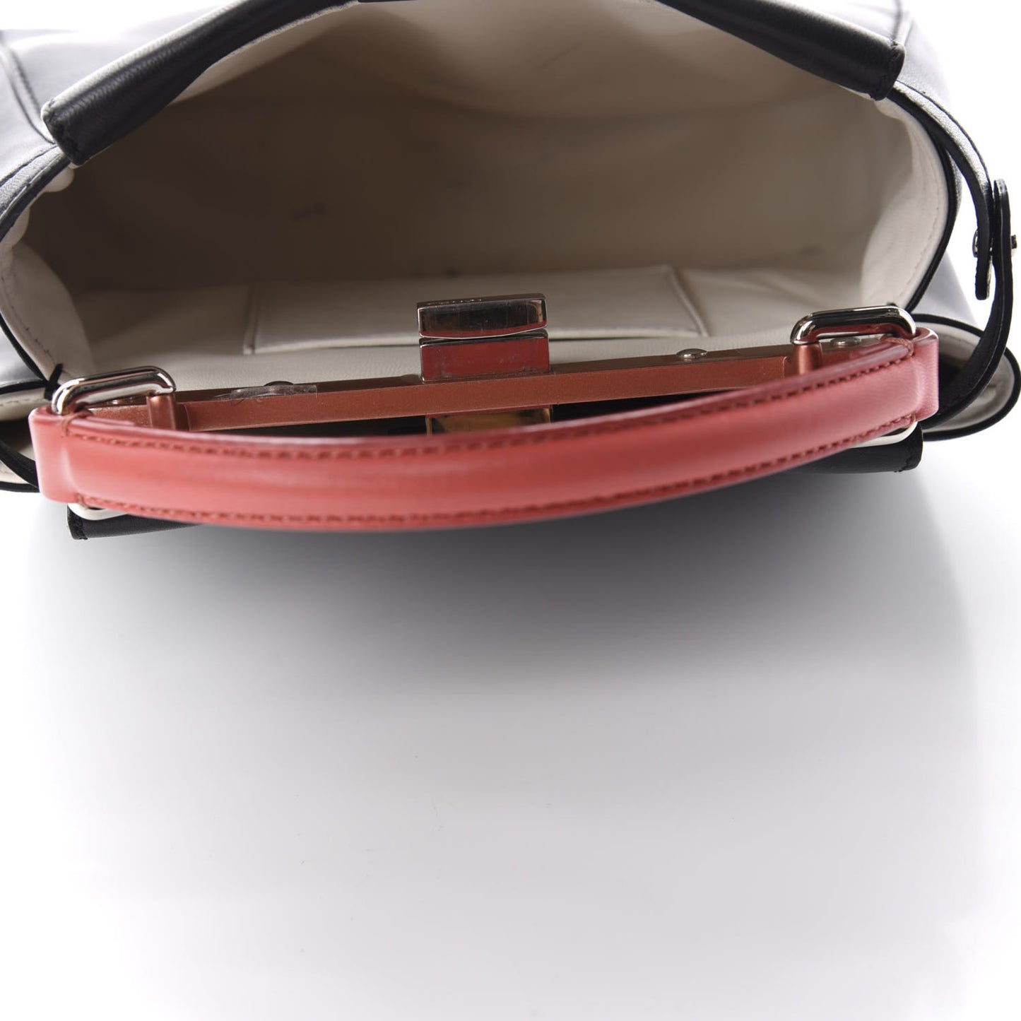 Nappa Colorblock Mini Peekaboo Iconic Satchel Black White Ecstasy