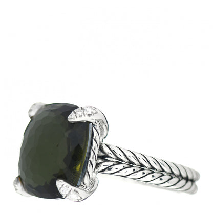 David Yurman Sterling Silver Diamond Green Orchid 14mm Chatelaine Ring 54 6.75 3 of 5