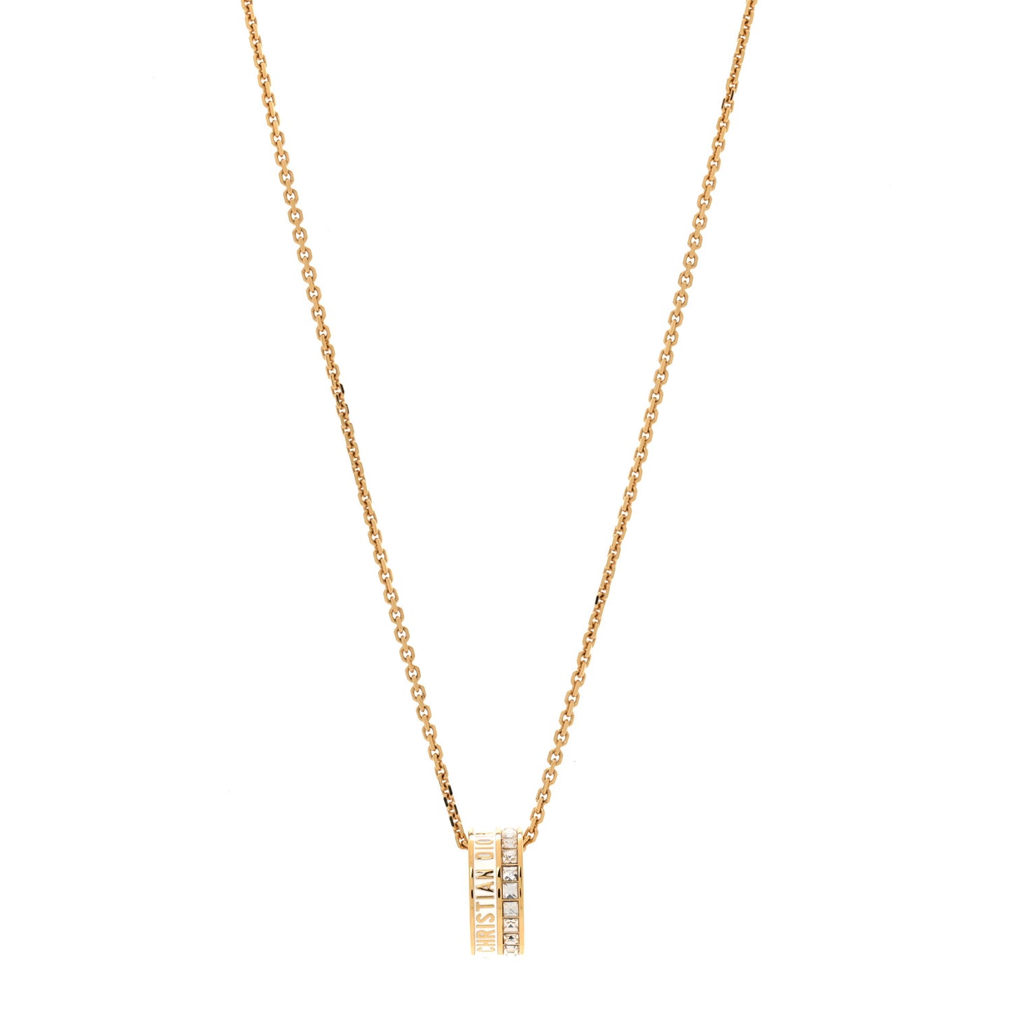 Metal Lacquer Crystal Night Code Necklace Gold White
