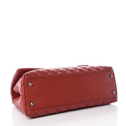 Chanel Caviar Quilted Medium Coco Handle Flap Dark Red 5 of 11