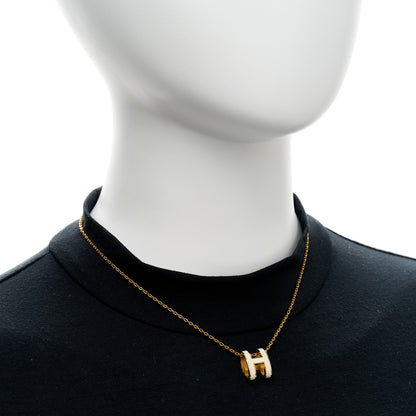Hermes Lacquered Gold Pop H Pendant Necklace White 2 of 6