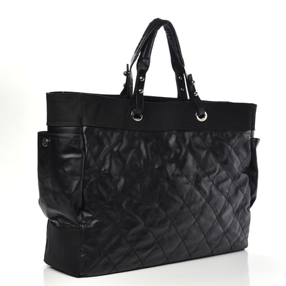 Chanel Coated Canvas Stitched XL Paris Biarritz Tote Black 3 of 13